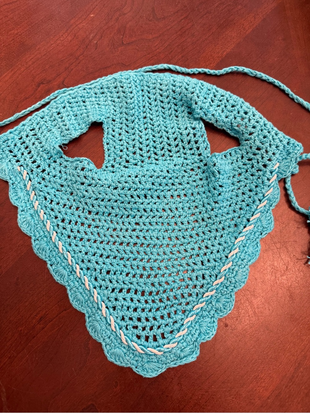 Ear Bonnet for Horse Aqua blue Crochet Horse FULL - no ears open